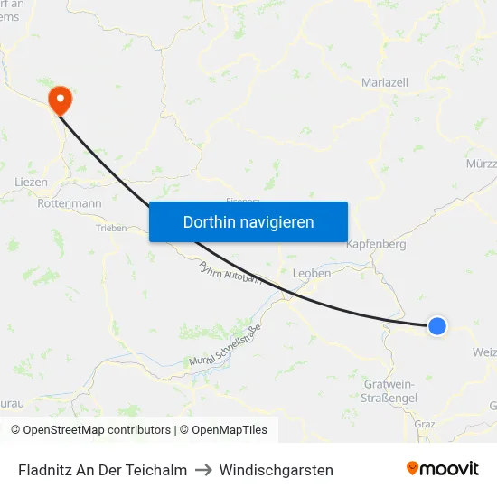 Fladnitz An Der Teichalm to Windischgarsten map