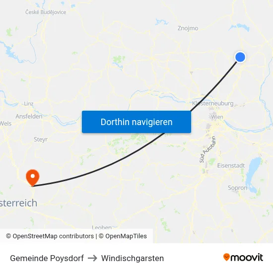 Gemeinde Poysdorf to Windischgarsten map