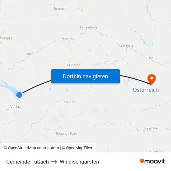 Gemeinde Fußach to Windischgarsten map