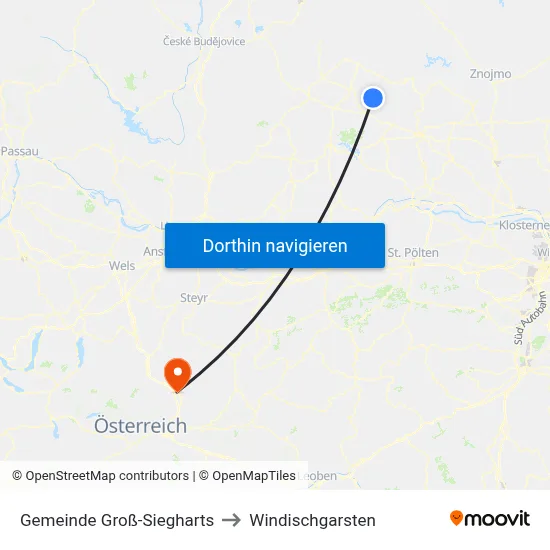 Gemeinde Groß-Siegharts to Windischgarsten map