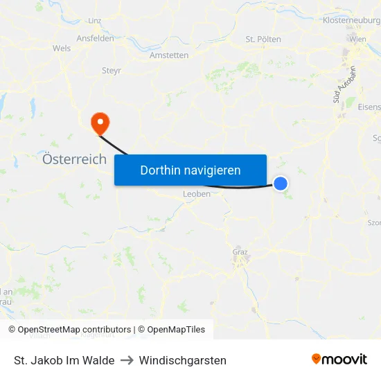 St. Jakob Im Walde to Windischgarsten map