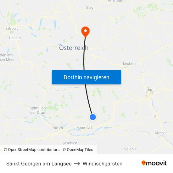 Sankt Georgen am Längsee to Windischgarsten map