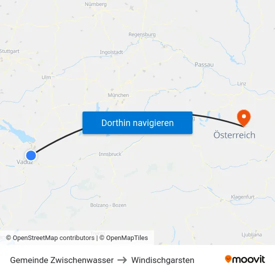Gemeinde Zwischenwasser to Windischgarsten map