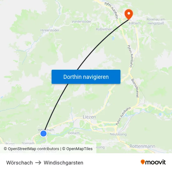 Wörschach to Windischgarsten map