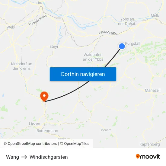 Wang to Windischgarsten map
