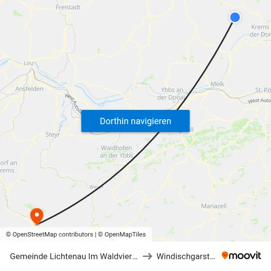 Gemeinde Lichtenau Im Waldviertel to Windischgarsten map