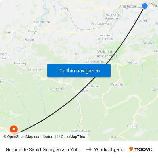 Gemeinde Sankt Georgen am Ybbsfelde to Windischgarsten map