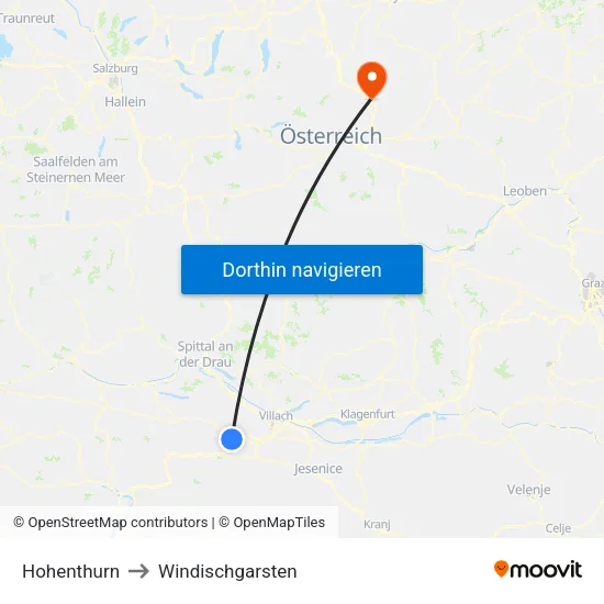 Hohenthurn to Windischgarsten map