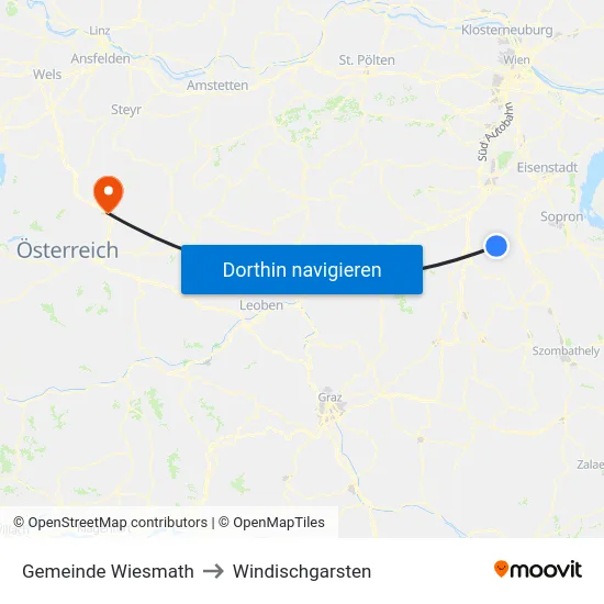 Gemeinde Wiesmath to Windischgarsten map