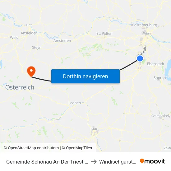 Gemeinde Schönau An Der Triesting to Windischgarsten map