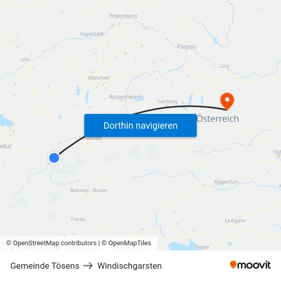 Gemeinde Tösens to Windischgarsten map
