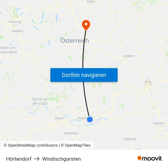 Hörtendorf to Windischgarsten map