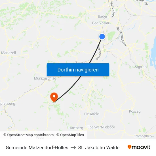 Gemeinde Matzendorf-Hölles to St. Jakob Im Walde map