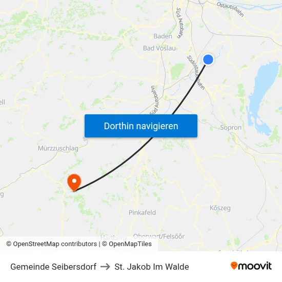 Gemeinde Seibersdorf to St. Jakob Im Walde map