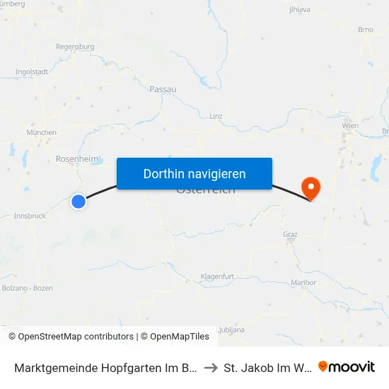 Marktgemeinde Hopfgarten Im Brixental to St. Jakob Im Walde map