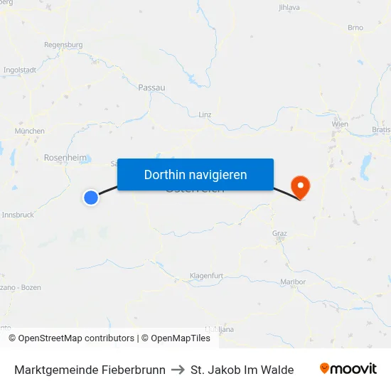 Marktgemeinde Fieberbrunn to St. Jakob Im Walde map