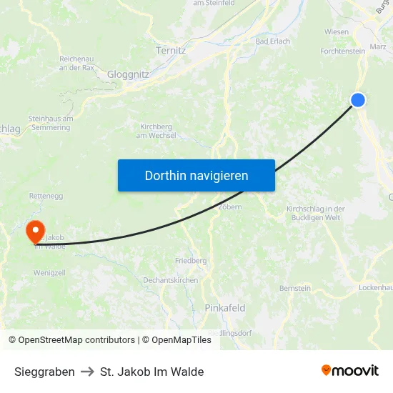 Sieggraben to St. Jakob Im Walde map