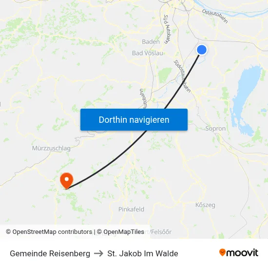 Gemeinde Reisenberg to St. Jakob Im Walde map