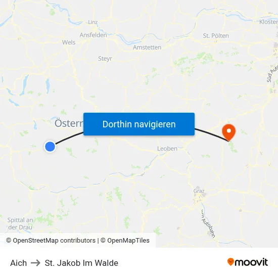 Aich to St. Jakob Im Walde map