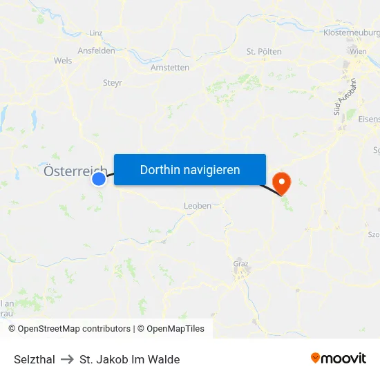 Selzthal to St. Jakob Im Walde map