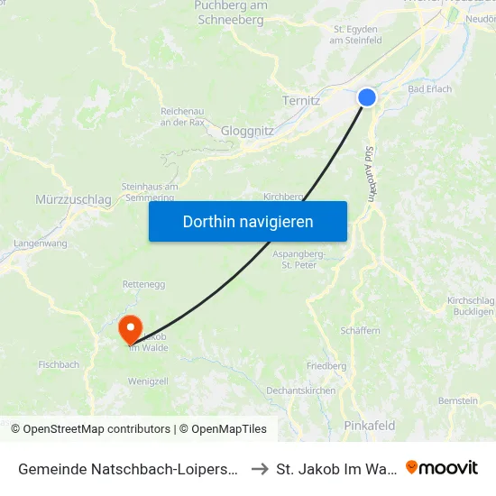 Gemeinde Natschbach-Loipersbach to St. Jakob Im Walde map