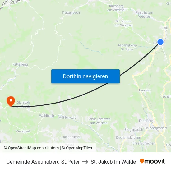 Gemeinde Aspangberg-St.Peter to St. Jakob Im Walde map