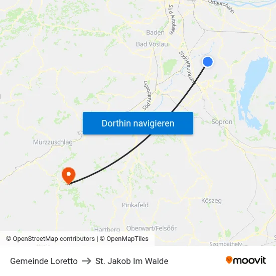 Gemeinde Loretto to St. Jakob Im Walde map