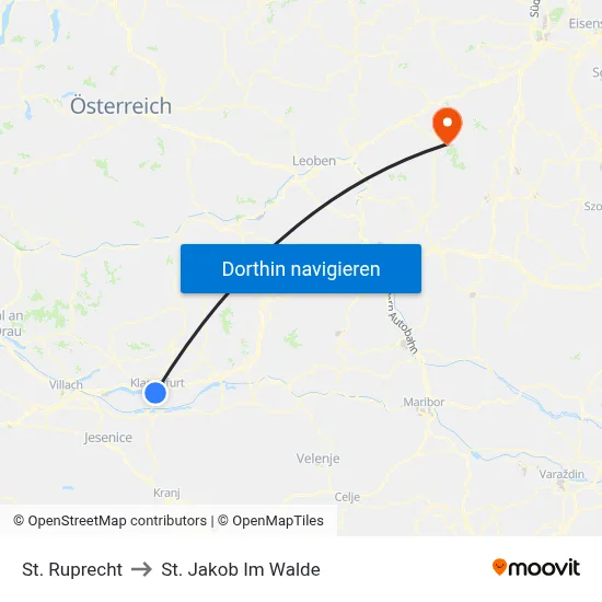 St. Ruprecht to St. Jakob Im Walde map