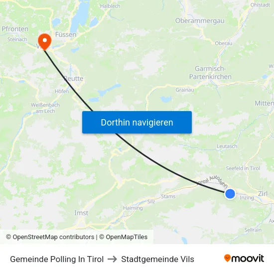 Gemeinde Polling In Tirol to Stadtgemeinde Vils map