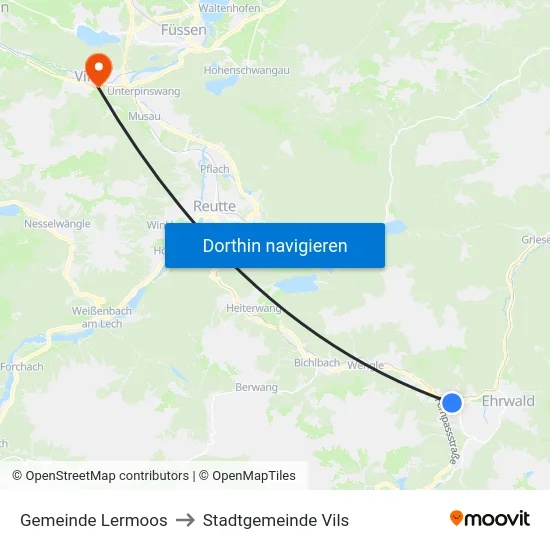 Gemeinde Lermoos to Stadtgemeinde Vils map