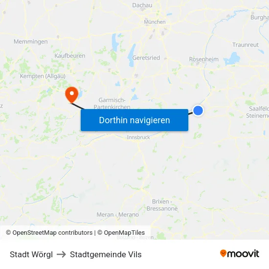 Stadt Wörgl to Stadtgemeinde Vils map