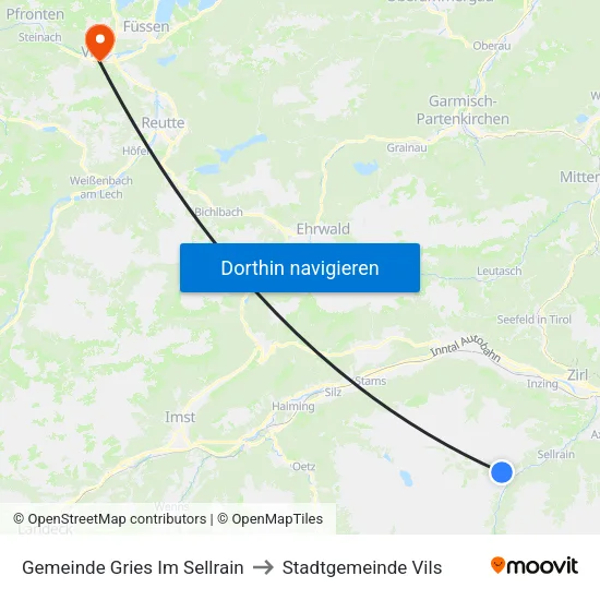 Gemeinde Gries Im Sellrain to Stadtgemeinde Vils map
