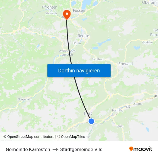 Gemeinde Karrösten to Stadtgemeinde Vils map