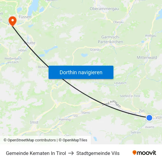 Gemeinde Kematen In Tirol to Stadtgemeinde Vils map