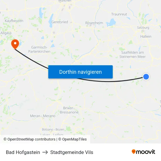 Bad Hofgastein to Stadtgemeinde Vils map