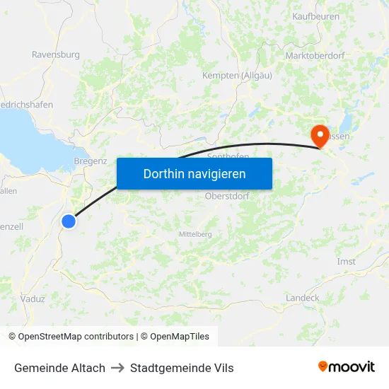 Gemeinde Altach to Stadtgemeinde Vils map