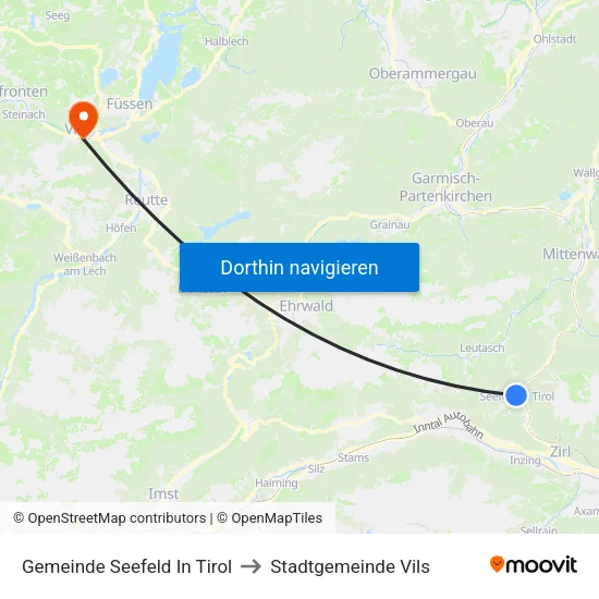 Gemeinde Seefeld In Tirol to Stadtgemeinde Vils map