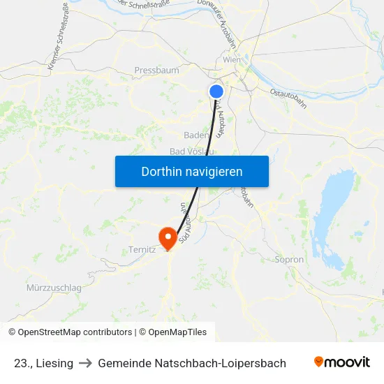 23., Liesing to Gemeinde Natschbach-Loipersbach map