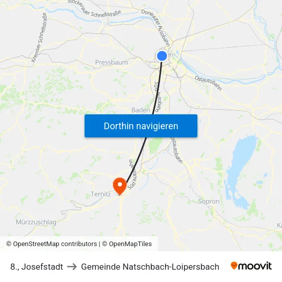 8., Josefstadt to Gemeinde Natschbach-Loipersbach map