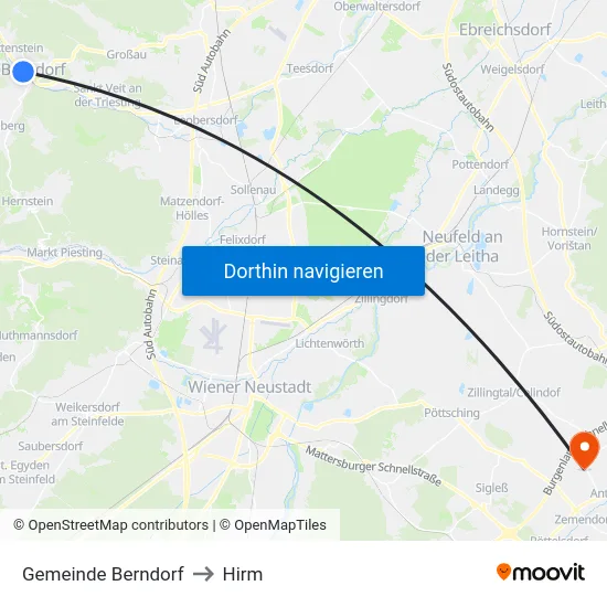 Gemeinde Berndorf to Hirm map