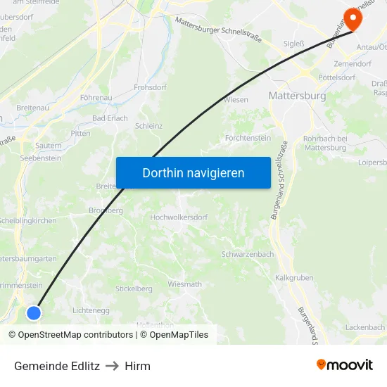 Gemeinde Edlitz to Hirm map