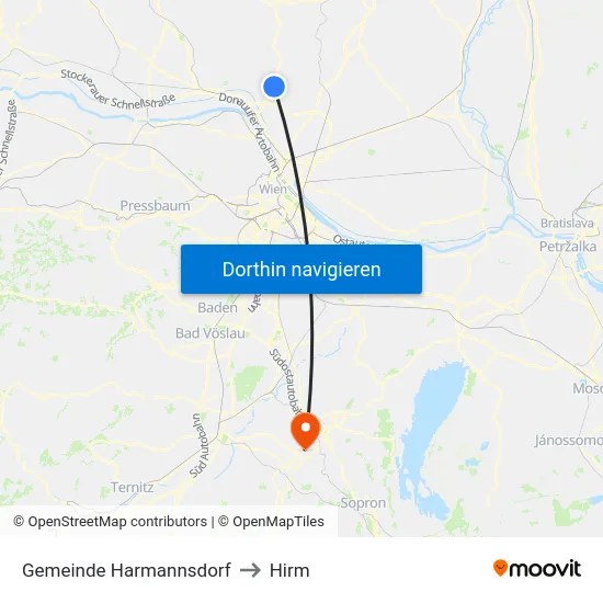 Gemeinde Harmannsdorf to Hirm map