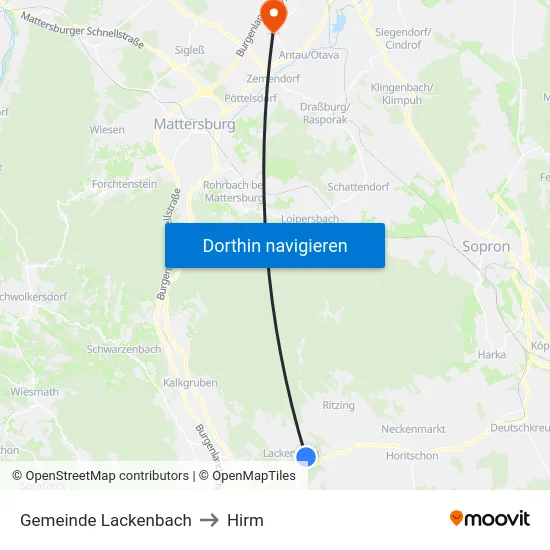 Gemeinde Lackenbach to Hirm map