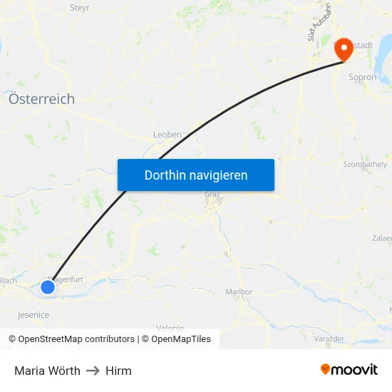Maria Wörth to Hirm map