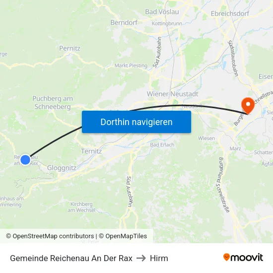 Gemeinde Reichenau An Der Rax to Hirm map