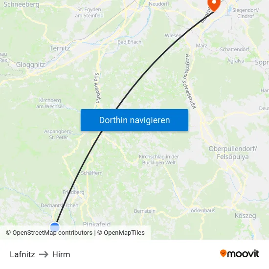 Lafnitz to Hirm map
