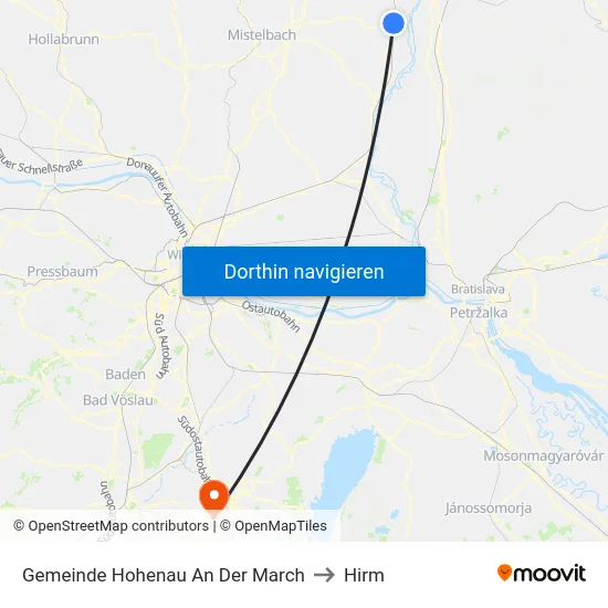 Gemeinde Hohenau An Der March to Hirm map