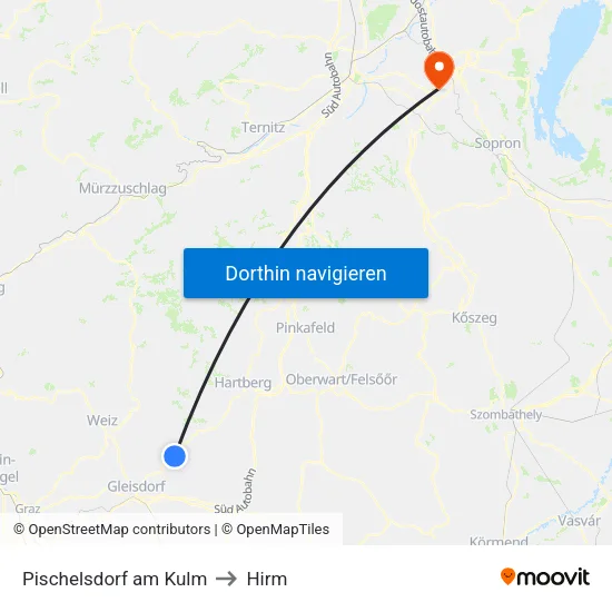 Pischelsdorf am Kulm to Hirm map