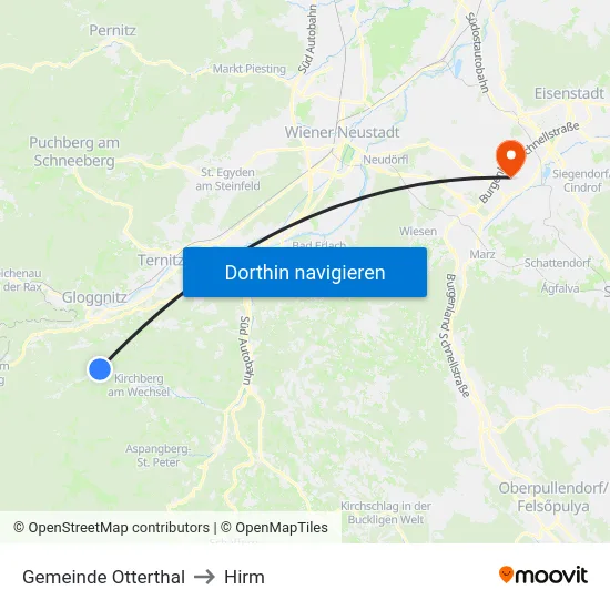 Gemeinde Otterthal to Hirm map