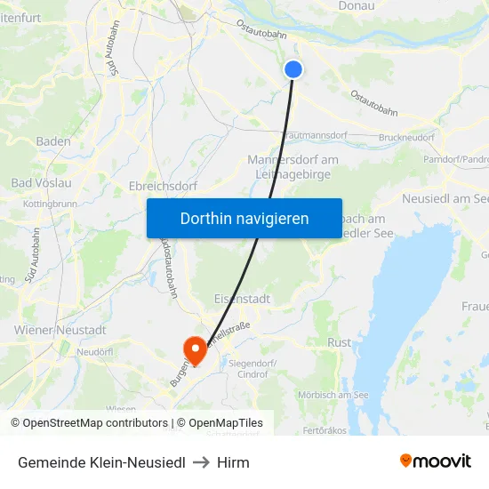 Gemeinde Klein-Neusiedl to Hirm map